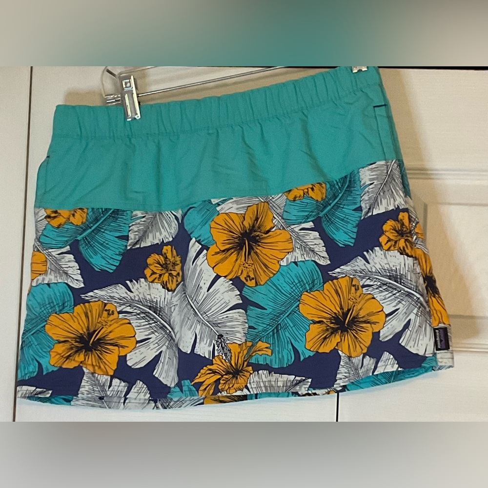 Patagonia Blue Baggies Nylon Mini Skirt Coverup Size Small 40 UPF New
